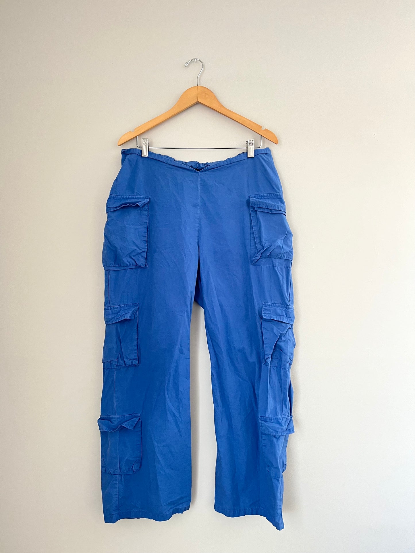 Fashion Nova Blue Main Character Cargo Parachute Pants (XL)