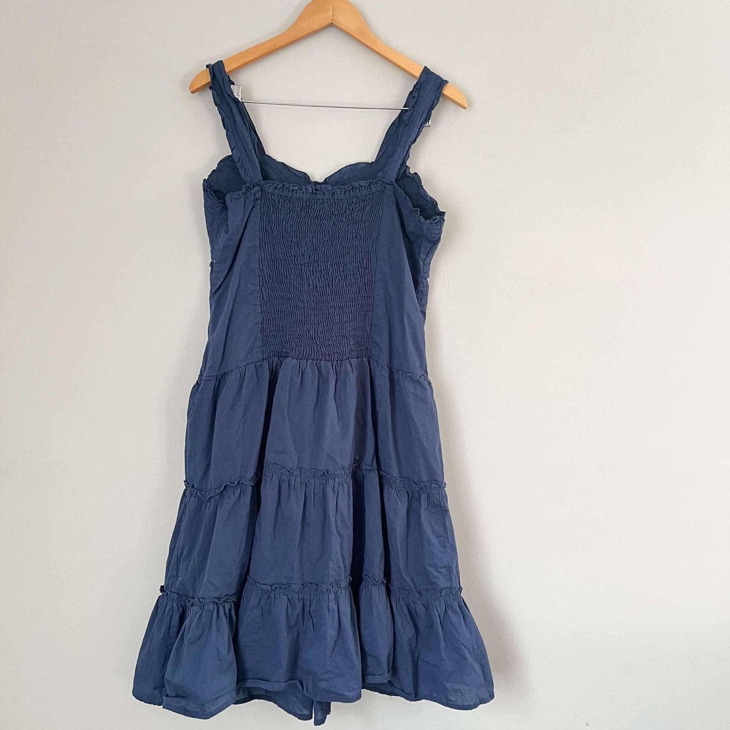 Galeno Blue 100% Cotton Tiered Midi Dress (XL)