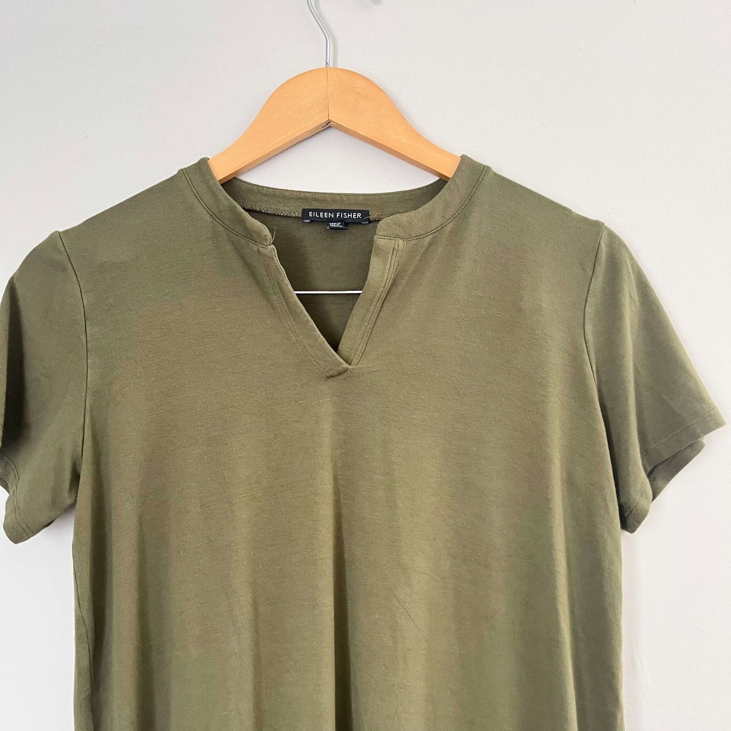 Eileen Fisher Green V Neck Jersey Dress (XS)