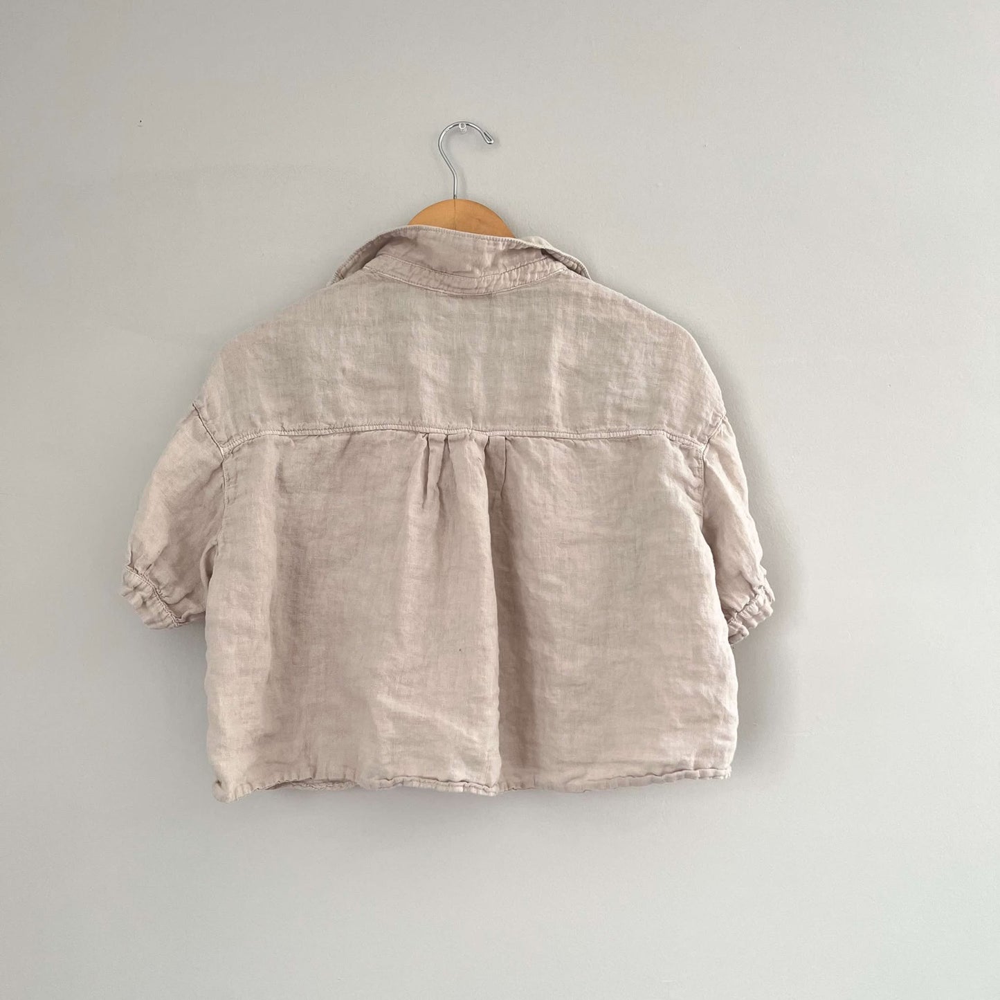 Zara 100% Linen Cropped Button Up Top (S)