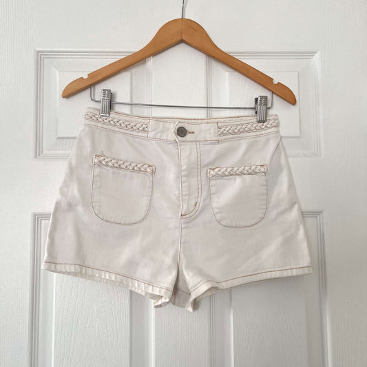 BDG White Braided Twist High Rise Shorts (29W)