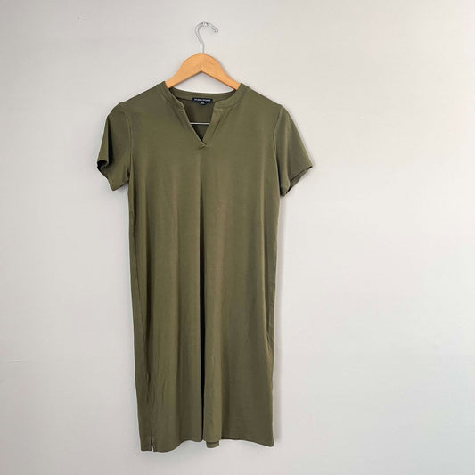 Eileen Fisher Green V Neck Jersey Dress (XS)