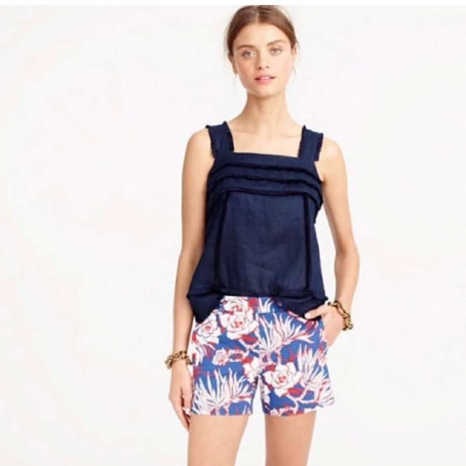 J. Crew Blue Linen Tank Top with Fringe (6)