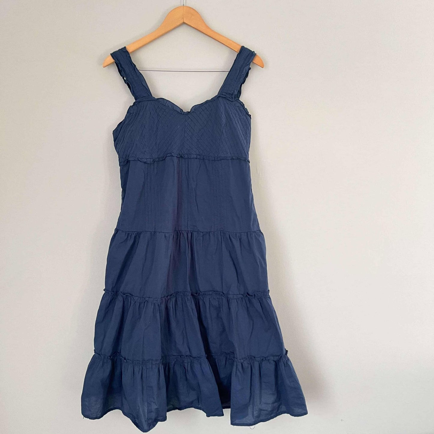 Galeno Blue 100% Cotton Tiered Midi Dress (XL)