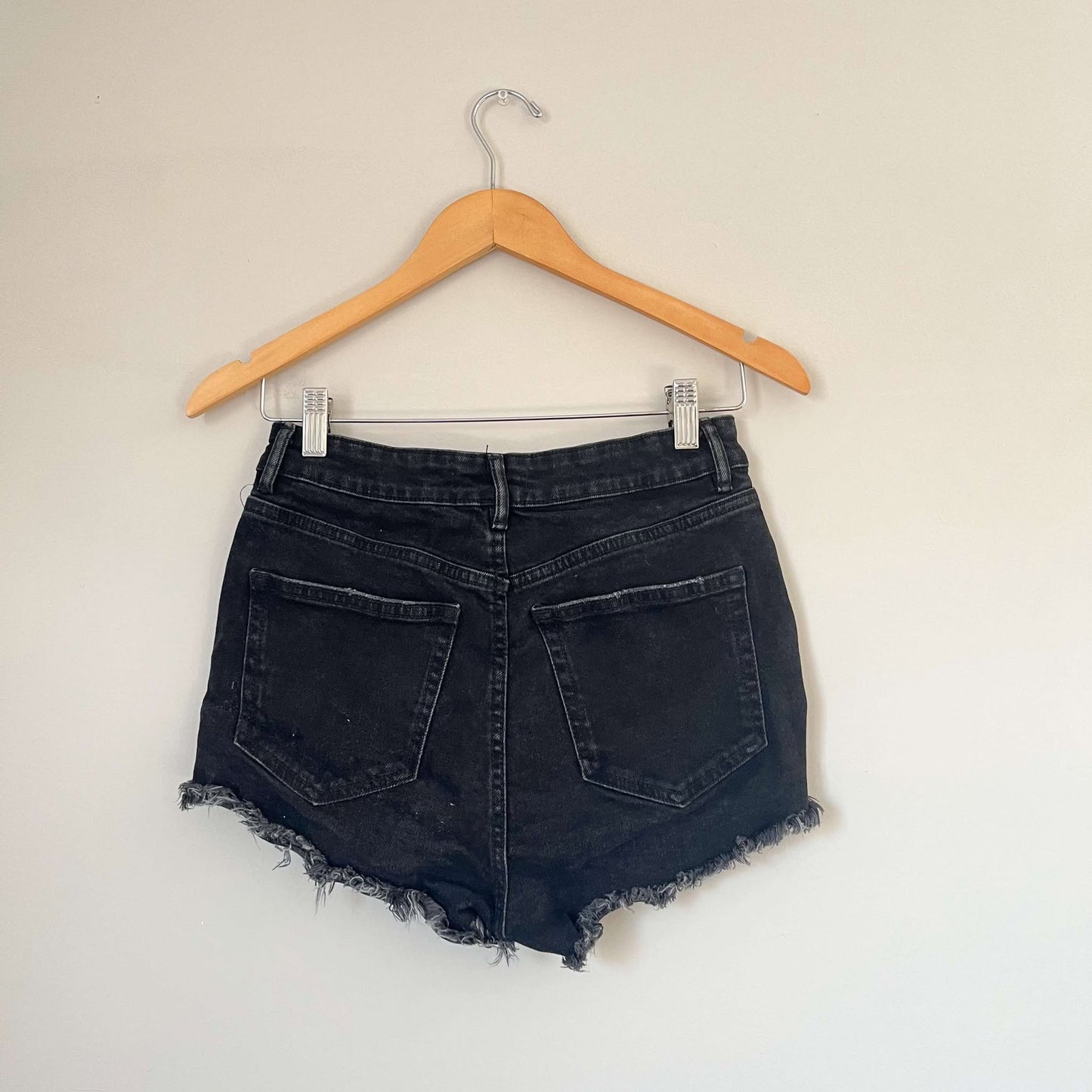 Zara Black Denim High Rise Distressed Shorts (4)