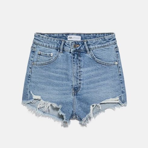 - Zara Hi Rise Denim Distressed Shorts (4)