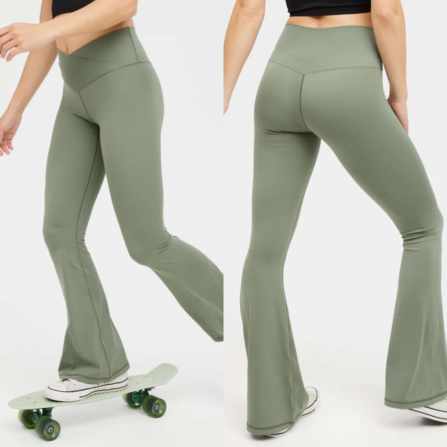 - Offline by Aerie High Rise Flare Green Leggings (XS)