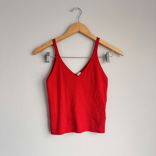 Divided H&M Red Knitted Cropped Tank Top (S)