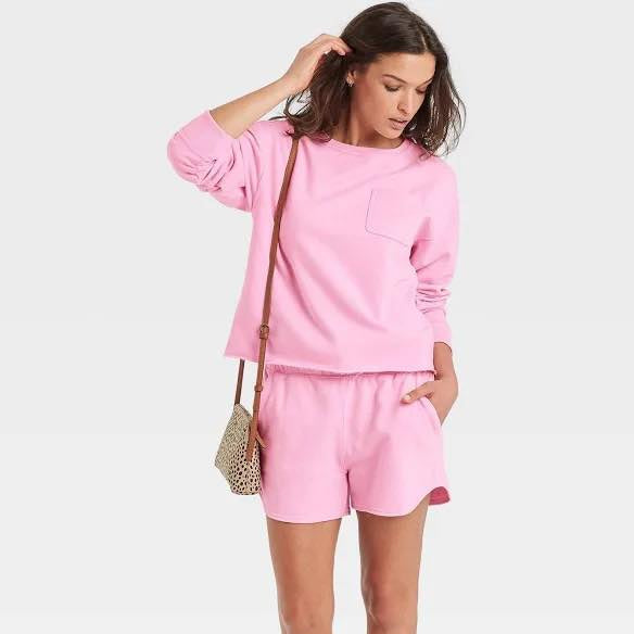 - Universal Thread French Terry Pink Two Piece Set Sweatshirt and Shorts