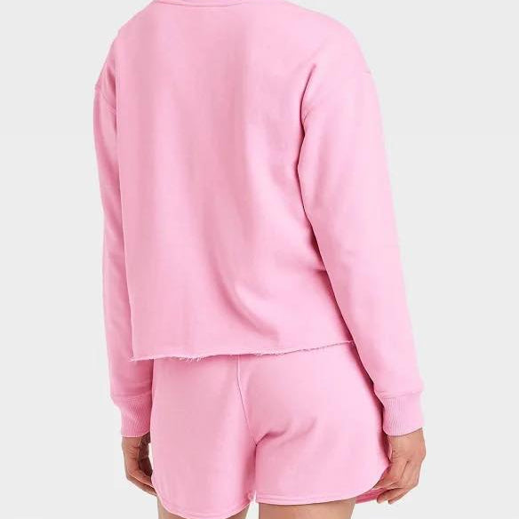 - Universal Thread French Terry Pink Two Piece Set Sweatshirt and Shorts