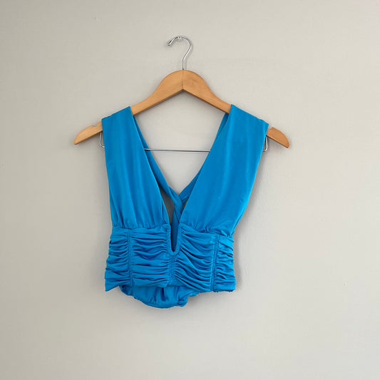 ZARA Electric Blue Draped Crop Top (S)