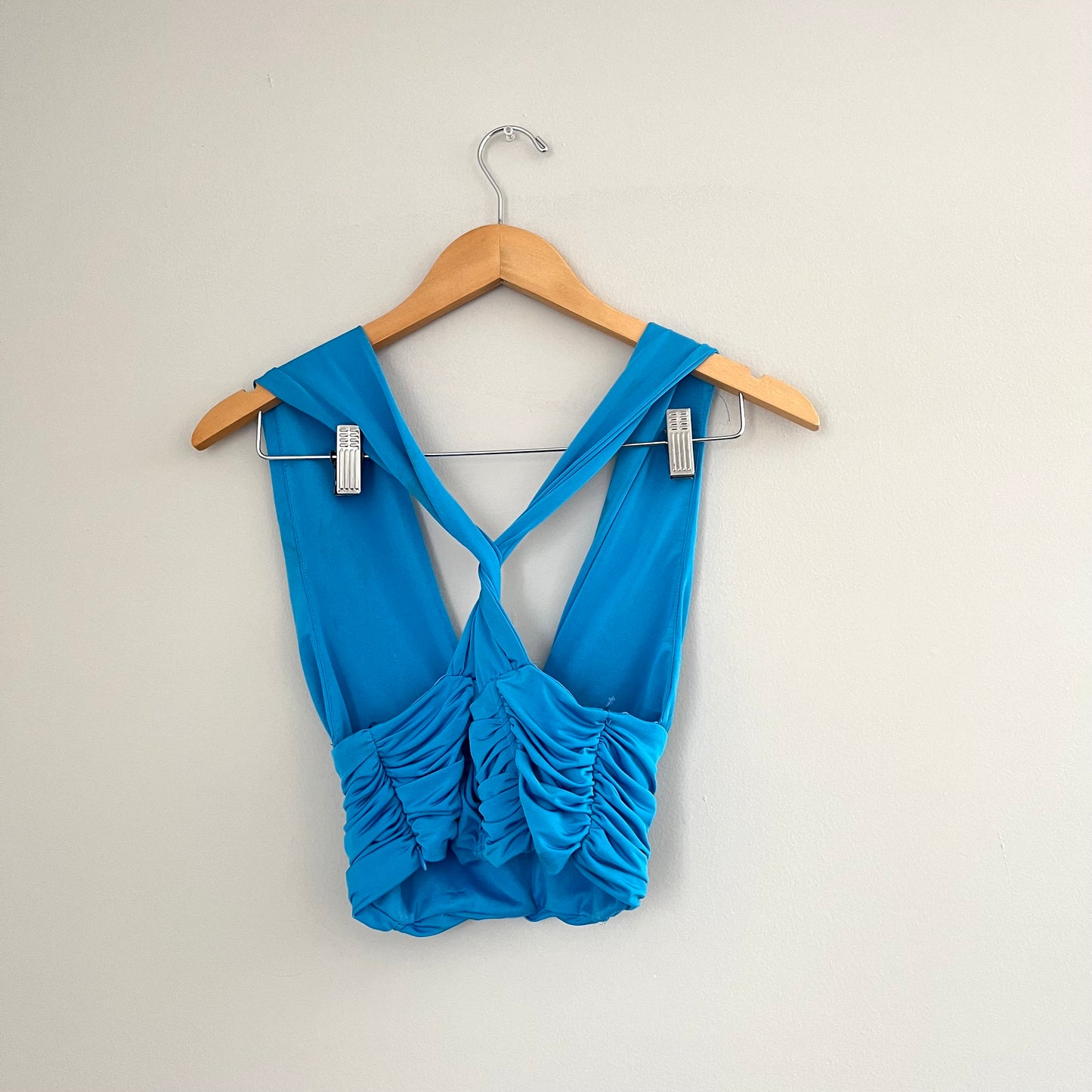 ZARA Electric Blue Draped Crop Top (S)