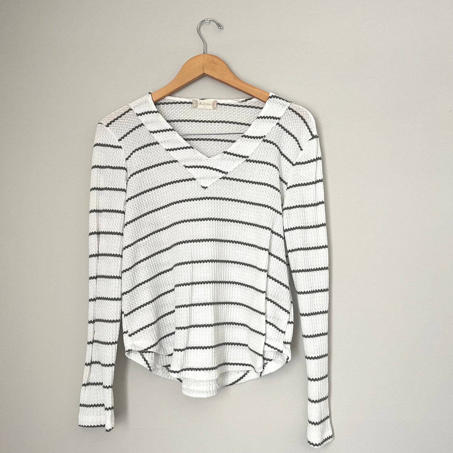 Altar’d State Striped Waffle Neck Long Sleeve Top (S)