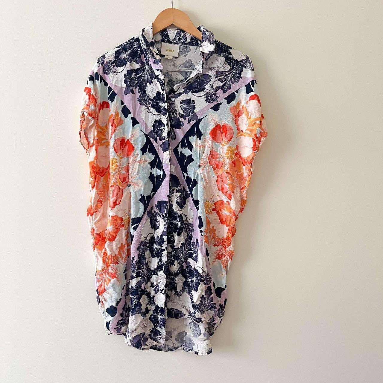 Anthropologie Maeve Hibiscus Bloom ShirtDress (XS)