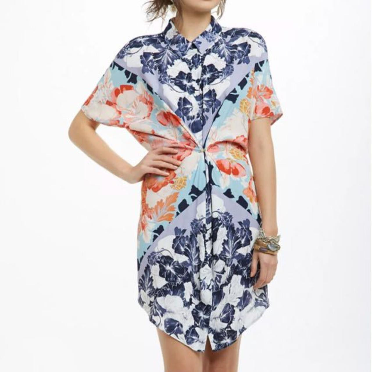 Anthropologie Maeve Hibiscus Bloom ShirtDress (XS)